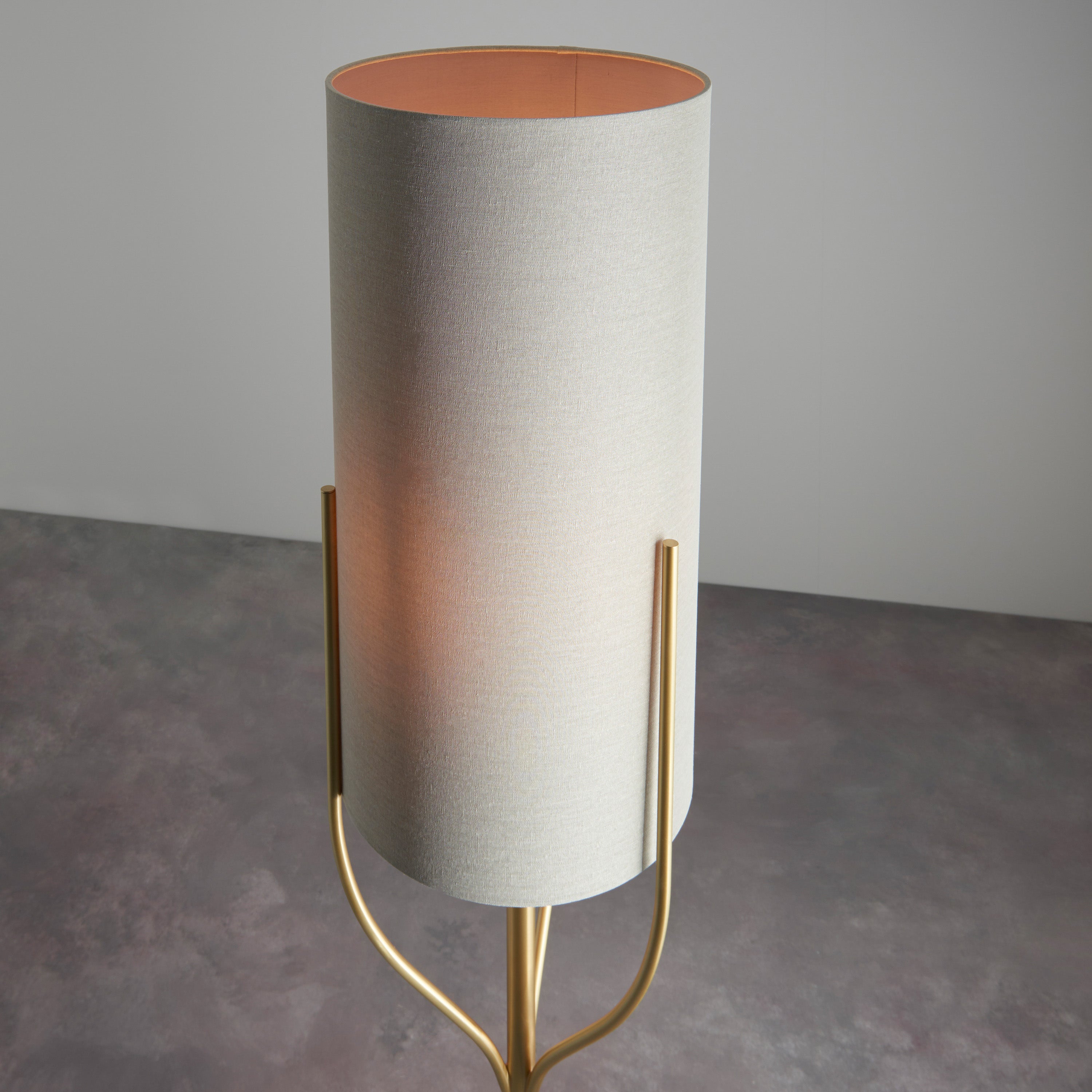 Alassio Gold & Natural Linen Floor Lamp